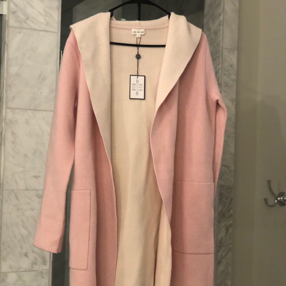 Pink hoodie cashmere sweater